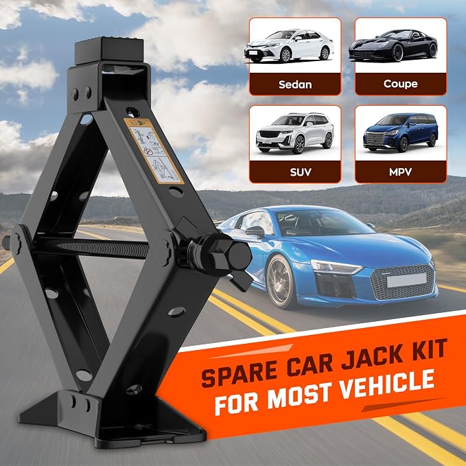 Scissor Jack for Car 3 Ton 6614 LBS, Spare Tire Changing Kit,Portable Tire Jack,Lifting Jack for Car/SUV/MPV