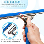 Window Squeegee with Scrubber for Home and Outdoor Glasses Cleaning, 6 Ft Long Handle 2 in 1 Professional Window Washing Kit with Replacement Rubber Blade, Car Windshield Cleaner Tool