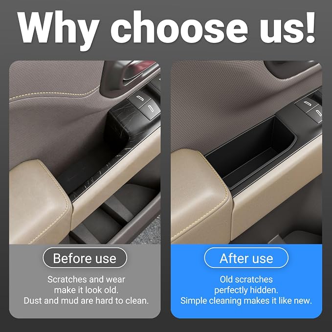 4PCS Door Side Storage Box Compatible with 2022-2026 Chevy Silverado GMC Sierra Door Handle Phone Pocket Tray Insert Organizer Crew Cab Replacement for 2022-2026 Chevy Silverado Accessories