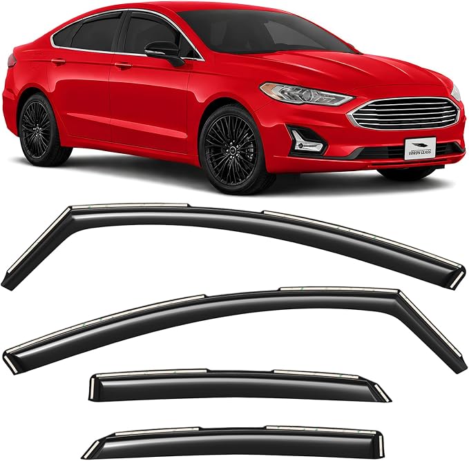 Voron Glass in-Channel Extra Durable Rain Guards for Ford Fusion 2013-2020, Window Deflectors, Vent Window Visors, 4 Pieces - 220180