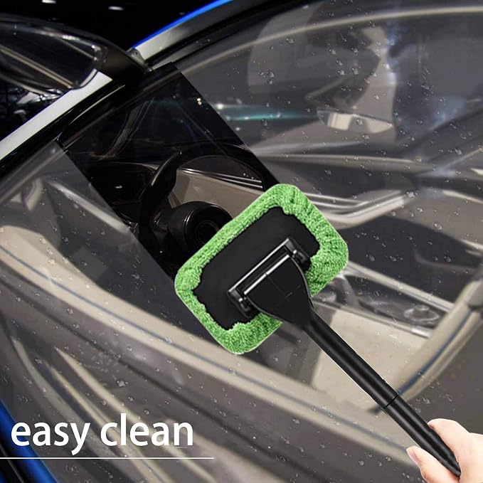 Windshield Cleaner Tool Car Window Cleaner Inside Interior Windshield Cleaning Tool(Green-Rectangle)