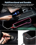 LED Car Seat Gap Filler Organizer Console Side Storage Box Between Seats with Cup Holders RGB Color Changing Storage Front Seat Gap Filler with USB Charging Car Interior Accessories (2 Pack)