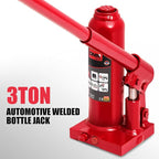 3 tons / 6000 lbs Lifting Automotive Welded Hydraulic Bottle Jack for Car SUV Pickup Truck, Auto Repair, with Manual Handle & Carrying Storage Case, Red