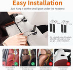 Car Rear Backseat Extra Multifunctional Drink Cup Holder Organizers With Tissue Storage Box Organizer & Hooks For Car Seat Back. White