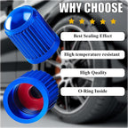 100PCS Tire Valve Stem Caps, Corrosion Resistant, with O Rubber Ring, Airtight Seal Heavy Duty Dustproof Tire Valve Stem Covers for Cars, SUV, Trucks, Bikes, Motorcycles, Bicycles(Blue)
