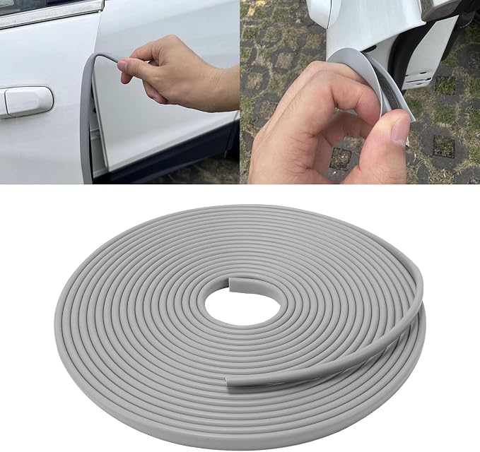 16.4ft (5m) Car Door Edge Guards Light Gray – Self-Adhesive PVC, U-Shaped, Fits Most Vehicles, Fade-Resistant, Scratch- and Chip-Resistant – Reduces Dings in Parking Lots