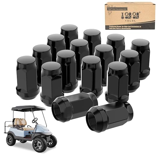 Golf Cart Wheel Lug Nuts for EZGO & Club Car, 1/2"-20 Size Black 16 Pack