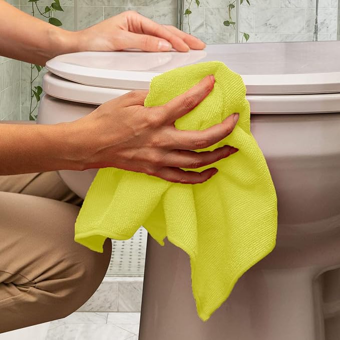 Microfiber Cleaning Cloths (Value Pack of 48) - Size 16 x 16 Inches, Highly Absorbent Cleaning Rags, Lint Free, Reusable and Washable, Microfiber Towels for Cars