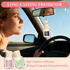 6 Pack Car Air Freshener, Long Lasting Natural Essential Oil Fragrance Diffuser - Pink Sparkle Champagne, Moonlit Gardenia & Nocturne Rose, Hanging Female Perfume Car Accessories Decor Gift