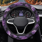 Car Steering Wheel Cover Soft Stretch Auto Steering Wrap Protector for Women Men, Universal Halloween Auto Accessories Fit Most Vehicles, Bat Purple Tie-dye