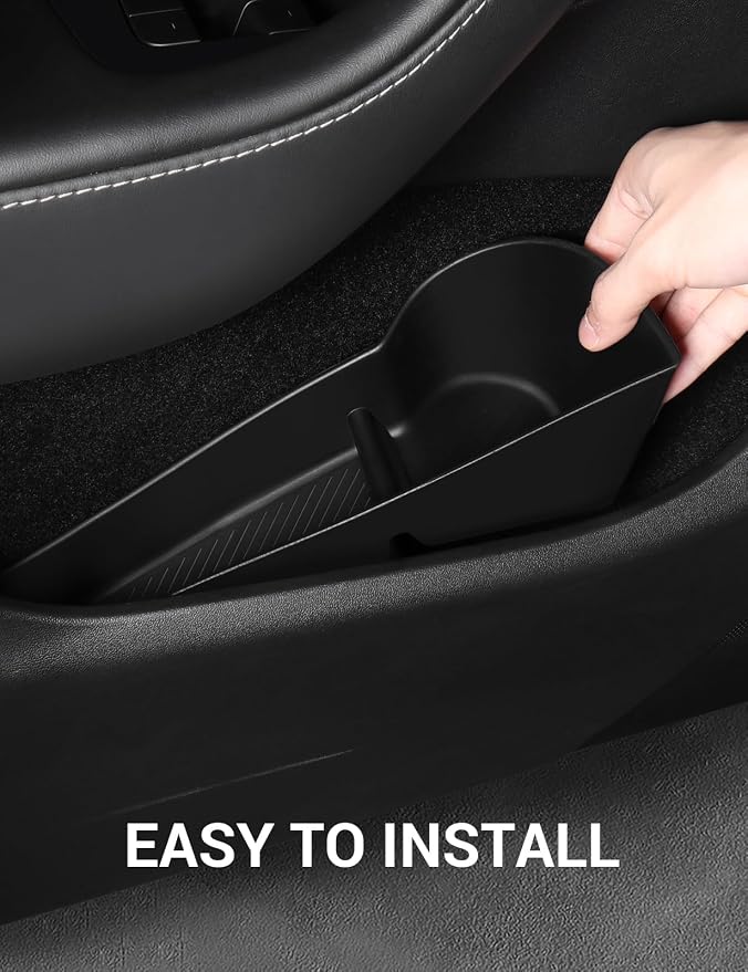 2024-2020 Tesla Model Y Door Side Storage Box with Emergency Button Cutout, Door Organizer Pocket Liners, Waterproof TPE Front & Rear Side Tray Protector Liner Set of 4