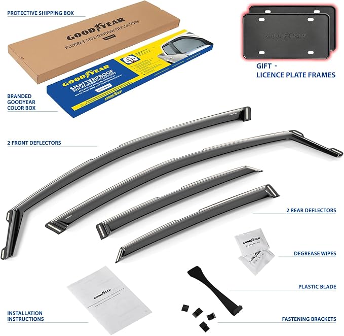 Goodyear Shatterproof Window Deflectors for Lexus NX 2022-2026, Tape-on Rain Guards, Window Visors, Vent Deflector Visor, Car Accessories, 4 pcs. - GY008093