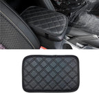 Car Leather Center Console Cushion Pad, 11.4"x7.4" Waterproof Armrest Seat Box Cover Fit for Cars, Vehicles, SUVs, Comfort, Car Interior Protection Accessories (Black-2)