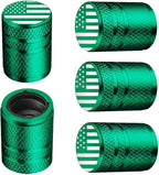American Flag Tire Valve Stem Caps - (5 Pack) Metal Air Caps with Plastic Liner, Corrosion Resistant, Leak-Proof, Universal Stem Covers for Cars Trucks Motorcycles and Bikes - Green