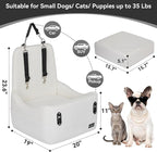 Dog Booster Car Seat for Small/Medium Dogs Up to 35 lbs – Patented Safety System, 5" Memory Foam Pet Car Seat, Fully Detachable and Washable Cover, Front/Back Seat Travel Booster (Beige)
