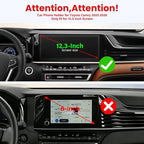 Car Phone Holder Fit for Toyota Camry 2025-2026 Accessories -Cell Phone Mount for Camry 12.3 inch Touchscreen Hands-Free 360° Rotation (NOT FIT 8 inch) Does Not Affect Air Vent
