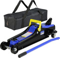 Floor Jack, Professional Heavy Duty Hydraulic Floor Jacks, Low Profile Floor Jacks, Steel Racing Floor Jack w/1 Piston Quick Lift Pump, Floor Jack Lifting 3.3"-15.2" 2 Ton(4400lb)Capacity Blue