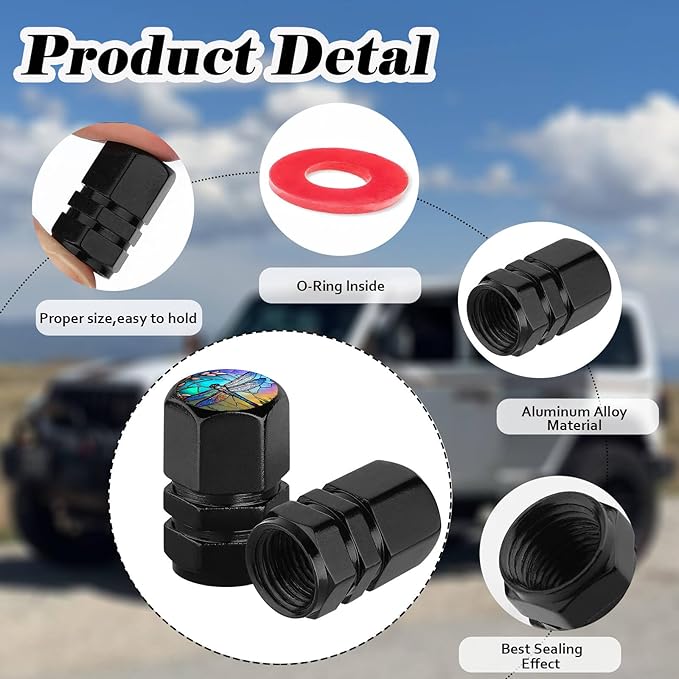 4Pack Faith Car Tire Valve Stem Caps Aluminum Valve Stem Covers Air Cap | Corrosion Resistant Car Valve Cap for Auto SUV Bike Motorcycle Valve Decor God Faith Car Accessories Gifts