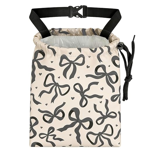 Black Bow Car Trash Bag - Waterproof Car Trash Bag Hanging Leakproof Car Garbage Bag - Washable Reusable Trash Bag for Car Interior Hanging Organizer Storage Vehicle Travelling Camping