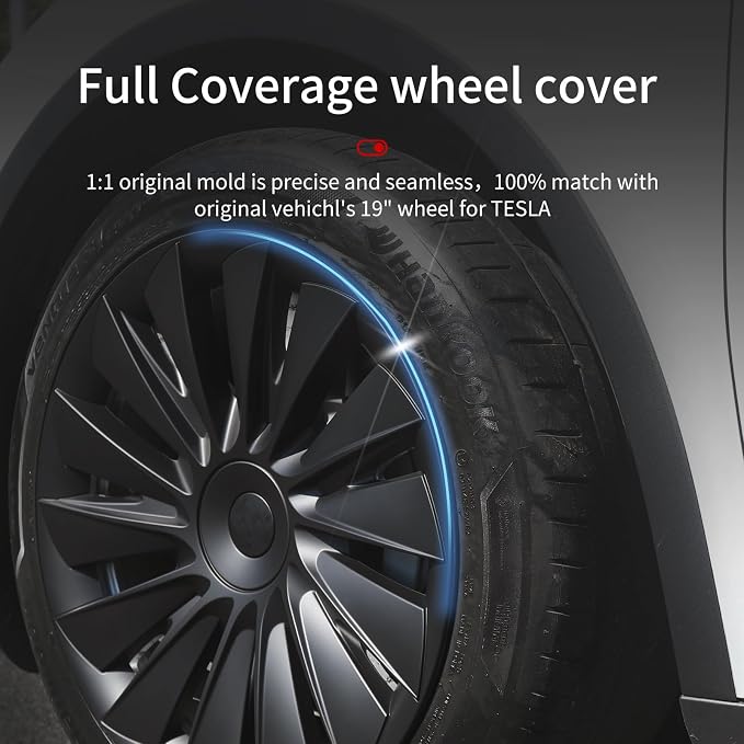 Wheel Cover for Tesla Model Y(2020-2024) 4PCS Hubcaps for Tesla Wheel Cover Model Y 19inch Rim Full Cover Hubcaps Accessories (NewBlade Style, 19 inch)