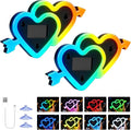 Solar Heart Car Window Light LED Ambient Lights Vibration Sensor 8 Modes | USB + Solar Assist Power, Color Changing 8 Modes Cupid's Heart-shaped Lights, Rainbow Window Decorative Suction Cup Install