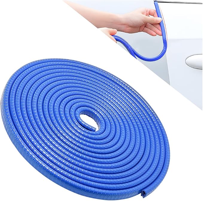 Car Door Edge Guards, 16FT Car Edge Rubber Seal Trim Protector, No Glue Needed U Shape Car Door Guard Universal for Most Cars, Vehicles, SUVs (Blue/16FT)