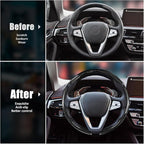 Carbon Fiber Steering Wheel Covers 3 Piece Clip on Steering Wheel Cover (Black)