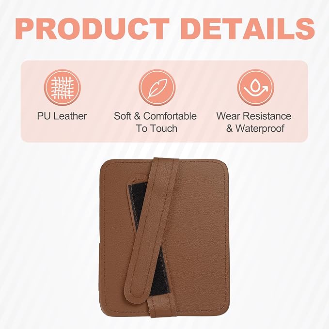 Car Sun Visor Organizer 6.02" x 4.76" Leather Multi-Pocket Visor Card Sleeve Pocket Car Truck SUV Interior Storage Pouch for Driving License Credit Cards Bills Sunglasses, Brown