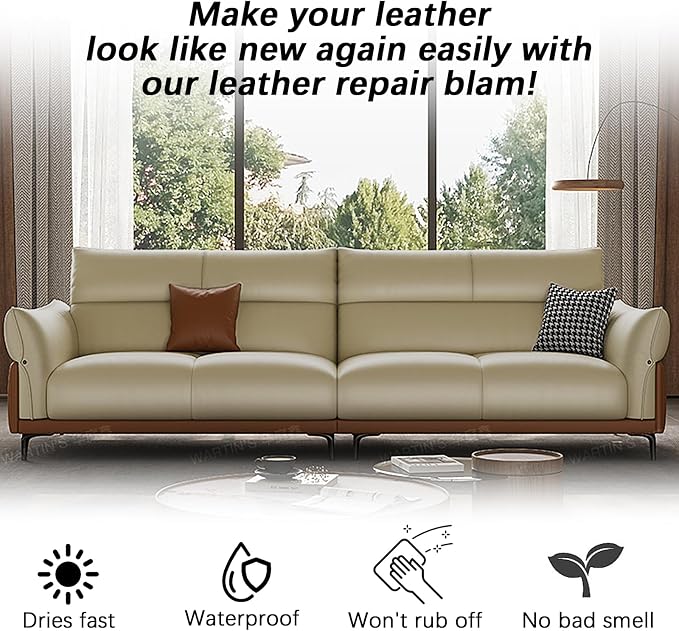 Leather Recoloring Balm, Leather Color Restorer Conditioner, Leather Restorer for Couches Paint, Leather Scratch Remover, Scratch Leather Faded Repair Kits for Vinyl Furniture (Beige, 75ML)