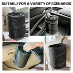 2 Pcs 1 Gallon Collapsible Car Trash Can with 20 Garbage Bags | Foldable Hanging Mini Automotive Garbage Bin | Waterproof Leakproof Pop-Up Vehicle Rubbish Organizer