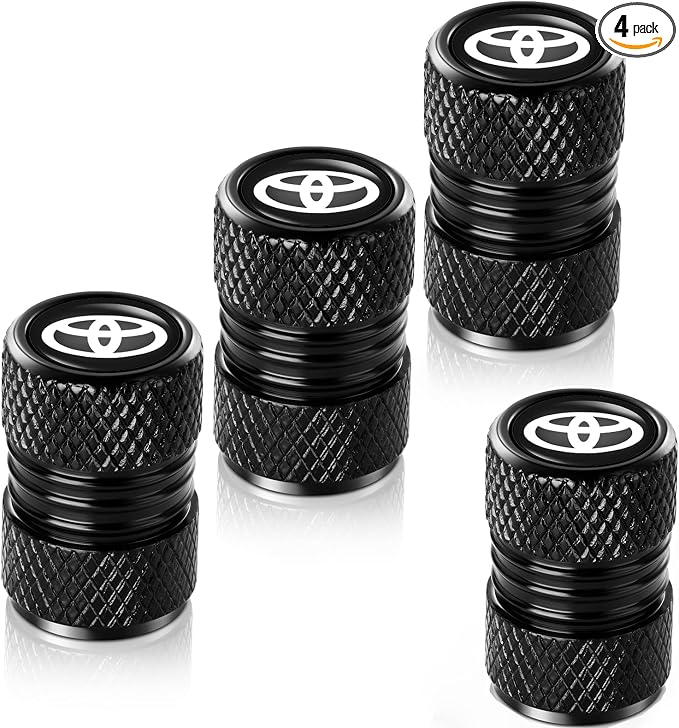 Tire Valve Stem Caps for Toyota Metal Car Wheel Air caps Auto Valve Stem Caps Accessories 4 Pcs Black