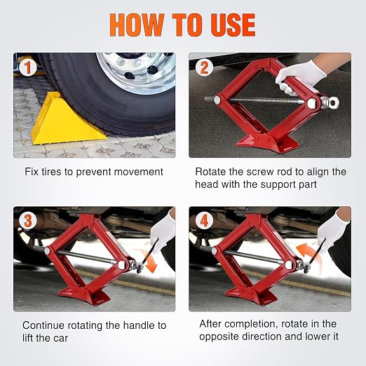 Scissor Jack for Car 1.5 Ton (3307 lbs), Heavy Duty Steel Scissor Lift Jack Car Kit with Crank Handle for Sedan SUV MPV Tire Changing, 3.18''-13.6'' Lifting Range Portable Small Jack, Red