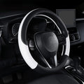 Auto Car Genuine Leather Steering Wheel Cover Anti Slip Wrap 15" (White)