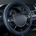 Colour Piping Leather Universal Fit Steering Wheel Cover,Perfectly fit for 14.5-15 inches Suvs, Vans, Trucks, Sedans, Cars (Black&Blue)