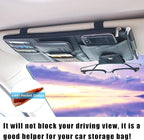 Car Sun Visor Organizer, Leather Personal Belonging Storage Pouch with Zipper, Car Visor Storage Pouch Sunglasses Holder, Auto Interior Accessories Pocket Organizers (Black)