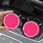 Car Coasters, 4 Pack Universal Vehicle Bling Car Coaster, Rhinestone Coaster for Cup Holders, Car Interior Accessories 2.75'' Silicone Car Coasters for Women(Hot Pink, White Crystal Circle)
