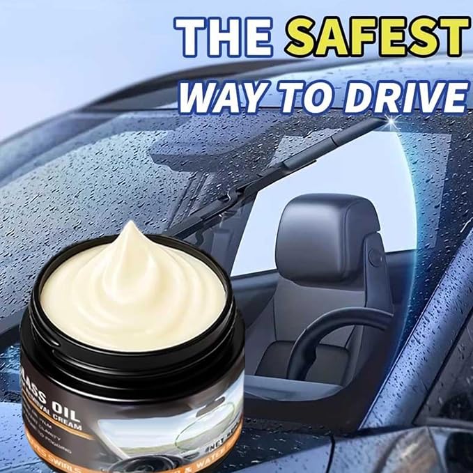 Car Window Oil Film Remover | 50g Anti-Fog Anti-Rain Remover - Auto Glass Cleaner,for Exterior Rearview Marine RV Truck Detailing Garage SUV Van Boat House