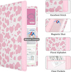 Car Registration and Insurance Holder, with Magnetic Closure for License, Cards and Documents, All Vehicle Needs and Car Accessories (Cow-Pink)