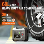 Portable Heavy-Duty Tire Inflator for Pickup Truck,RV, 300PSI Air Compressor, 9X Faster Inflator with 3.7 inch Digital Gauge. 5 Safety Protections and Cooling System for Truck, SUV, Cars (Dark Black)
