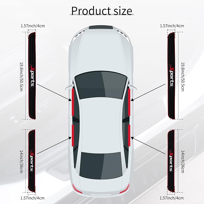Car Door Threshold Protection, 4PCS Door Edge Step Dust Shield Cover, Door Width 19.8x1.57inch Car/SUV Universal Rubber Scratch Resistant Exterior Accessories (Sport)