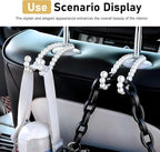 2 PCS Car Bag Hooks, Purse Hook for Car, Pearl Seat Backrest Storage Hook, Cute Auto Interior Decoration Headrest Hanger for Women Girls (White)
