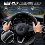 Car Steering Wheel Cover 15 inch, Microfiber PU Leather Elastic Steering Wheel Protector, Anti-Slip Breathable Car Interior Accessories for Most Cars (Grey)