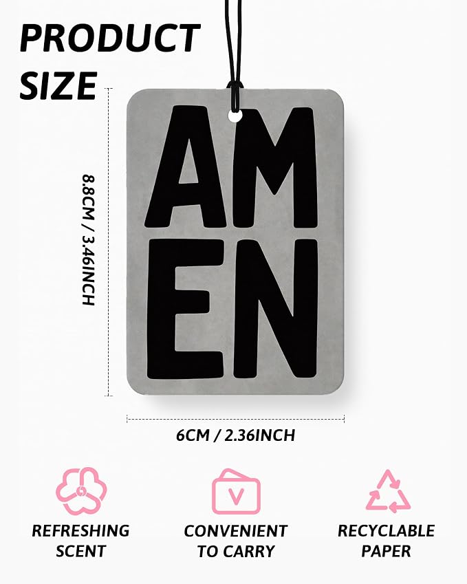 Grey Boho Christian Car Air Freshener 4 Pcs Coconut Scented, Jesus Loves You Car Accessories Mirror Decor, Inspirational Religious Hanging Air Freshener for Cars Closet Drawer Books Kids Room