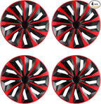Hubcaps,15 inch hubcaps Set of 4, Wheel Rim Cover ABS Material, Snap On Car Truck SUV Replacement, for Toyota Camry Nissan Mazda etc, Black & Red