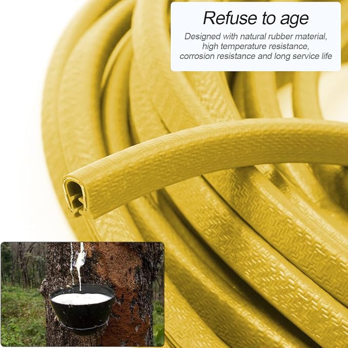 Car Door Rubber Seal Strip, 32.8Ft Self Adhesive Weather Stripping Automotive Edge Trim, Weatherstrip Soundproof Vehicle Tailgate Window Sealing Cover, Universal for SUV RV Truck (Yellow)
