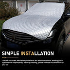 Car Windshield Snow Cover, Scratch-resistant Thickened Hood Protector, Multi-functional Snowproof & Heat Block Sunshade, Universal for Most SUVs, Sedans, Off-roads (Silver)