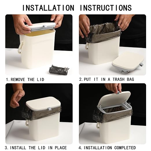 Leakproof Car Trash Can with Lid, Hanging Garbage Bin for Sedan SUV Truck | Leakproof lining, lid blocks odors; hangs off headrest—easy to empty & wipe clean,Easy to Use