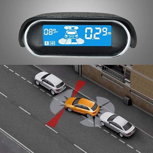 Car Reverse Backup Radar System, Front and Rear Parking Sensors Kit, 8/Sensors Electronics Cars Parking Assistance Reversing Radar with LED Display and Sound Warning