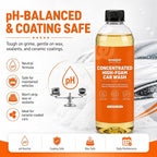 High Foam Car Wash Soap, pH Neutral Car Shampoo for Foam Cannon, Gun or Bucket Wash, Concentrated Car Soap Safe for Wax, Sealant, Ceramic Coating and Clear Coat, Gloss Finish Formula