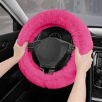 Steering Wheel Cover, Fluffy Car Wheel Covers for Women/Girls/Ladies，Soft Wool Fur Steering Wheel Protector, Universal 14 1/2 inches to 15 inches - HotPink